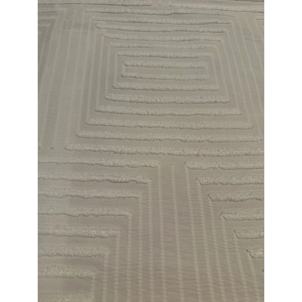 West Elm King Sham White 100% Cotton Textured Geometric Tufted Square 20x36